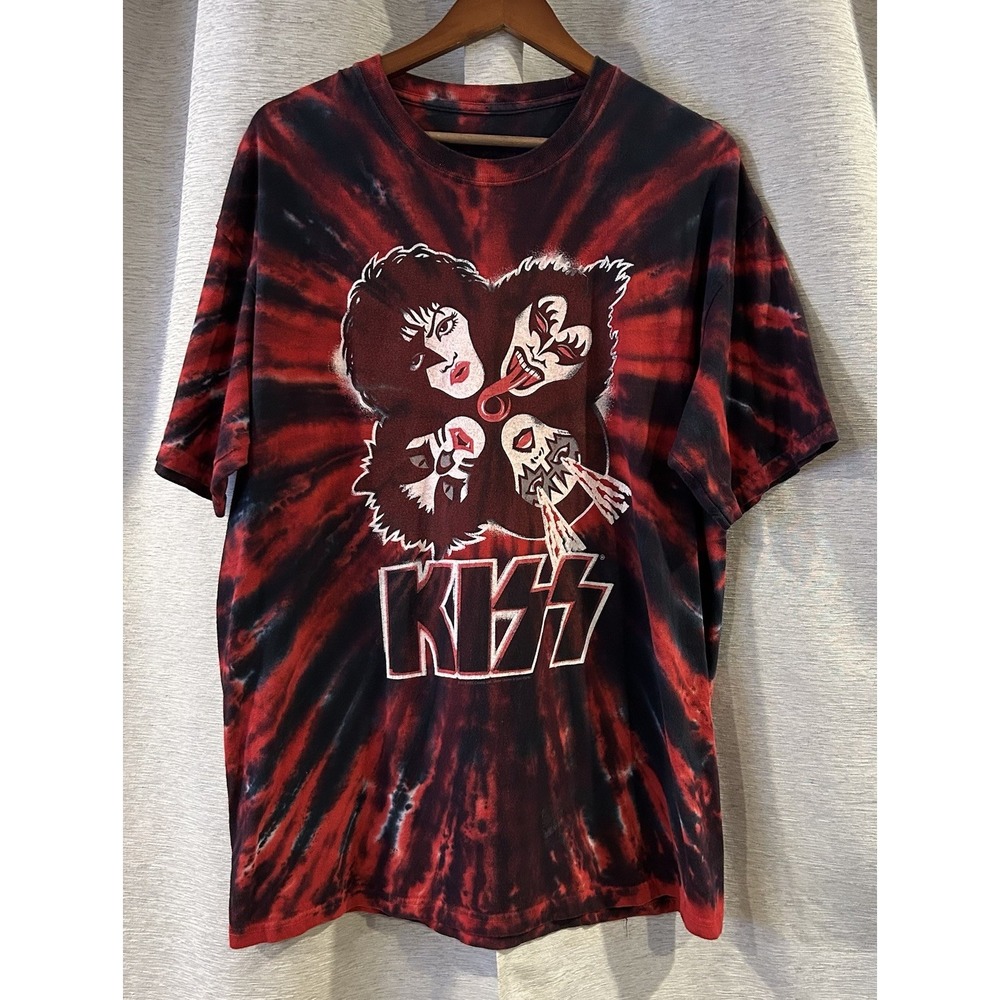 Liquid Blue Men's XL Kiss Tie Dye T Shirt Red Black